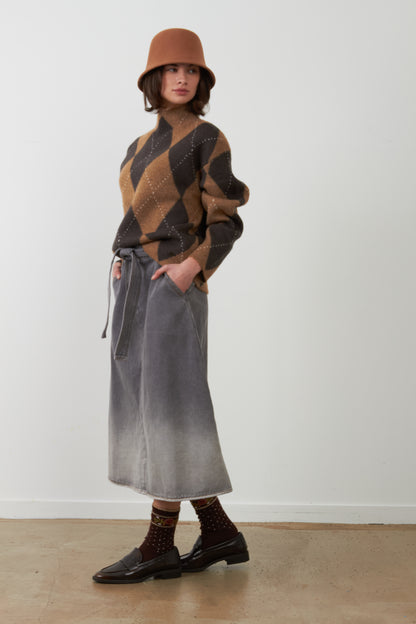Pull argyle col montant Zéphirine - Losange Chocolat