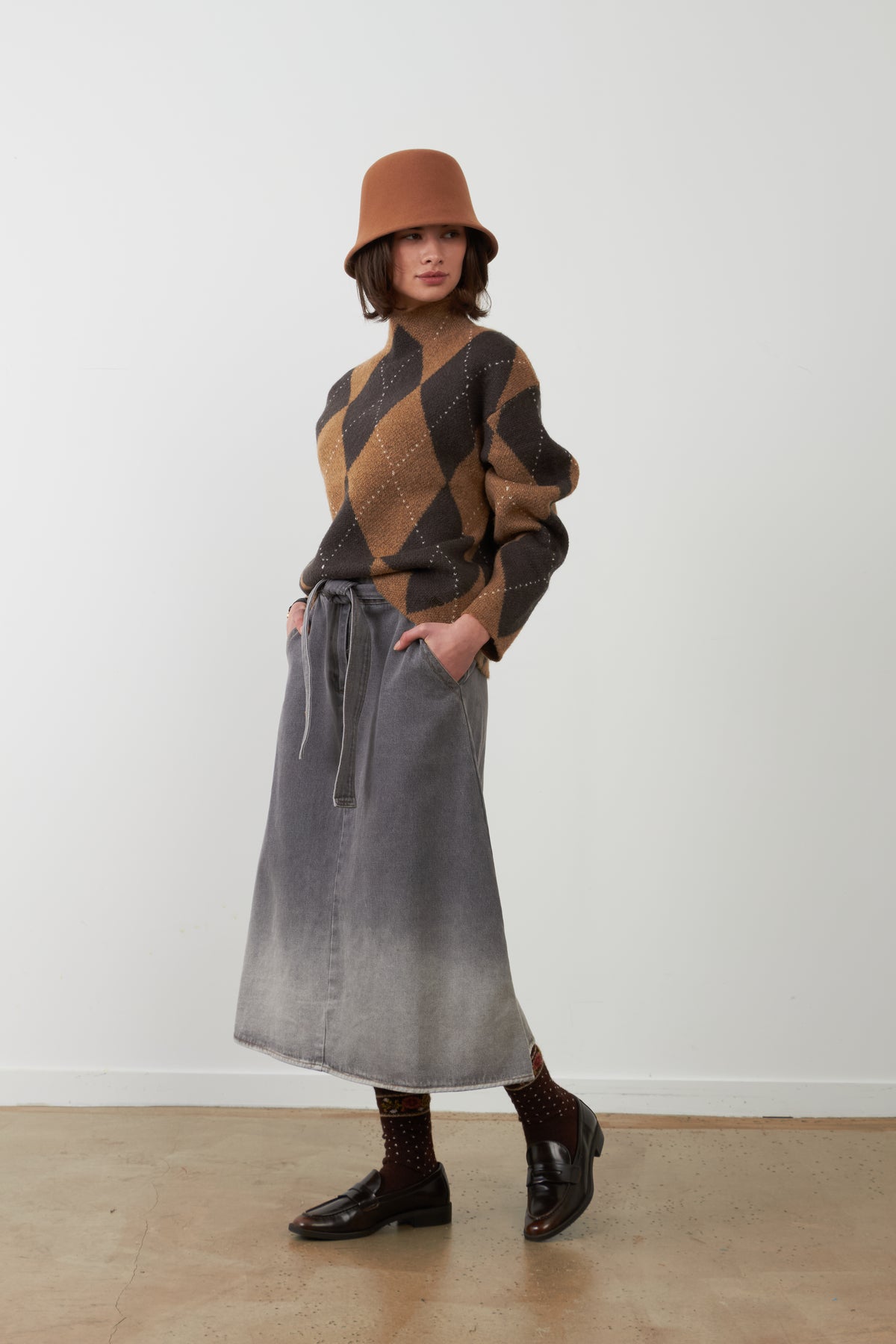 Pull argyle col montant Zéphirine - Losange Chocolat
