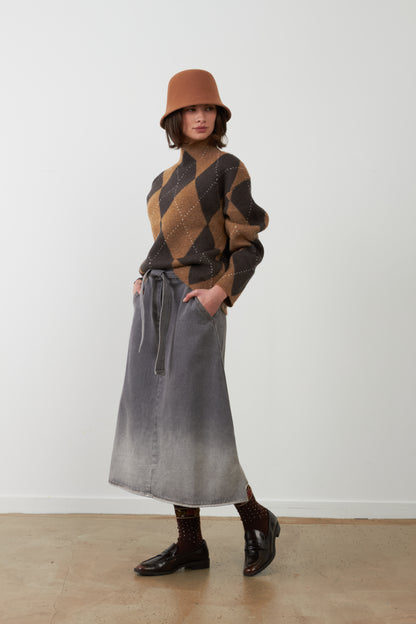 Pull argyle col montant Zéphirine - Losange Chocolat