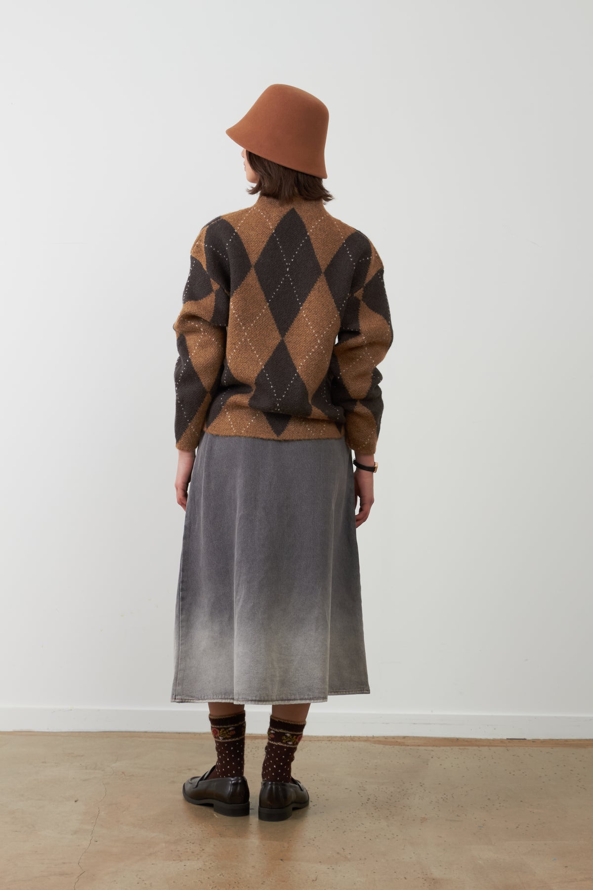 Pull argyle col montant Zéphirine - Losange Chocolat