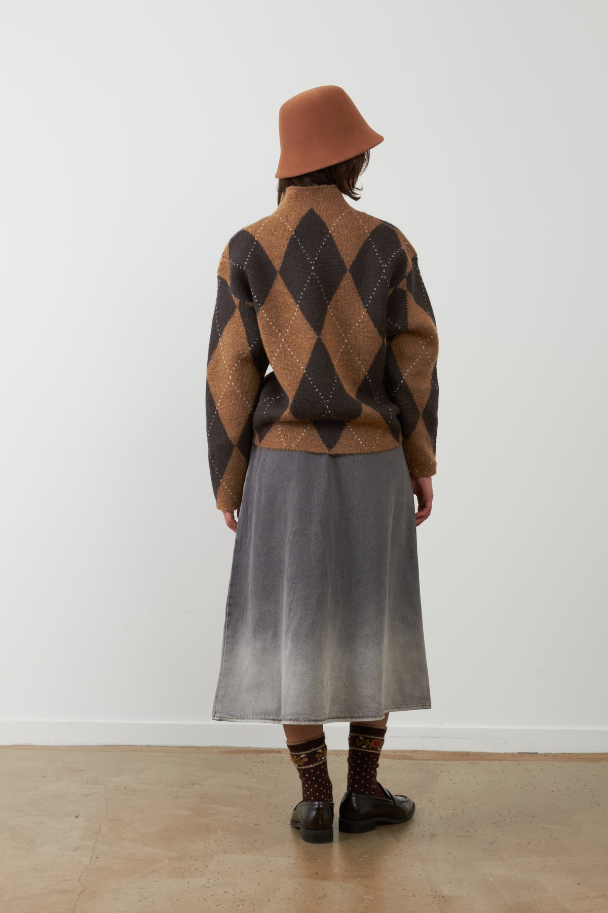 Pull argyle col montant Zéphirine - Losange Chocolat