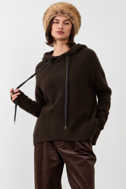 Pull racoon à capuche Bartola - Chocolat