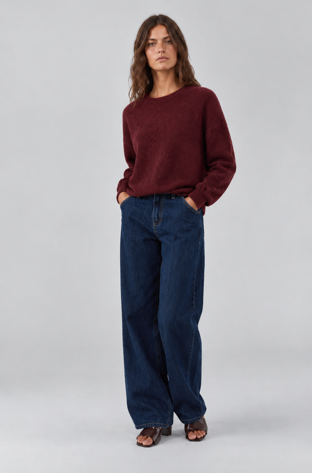 Pull doux col rond Tam - Burgundy