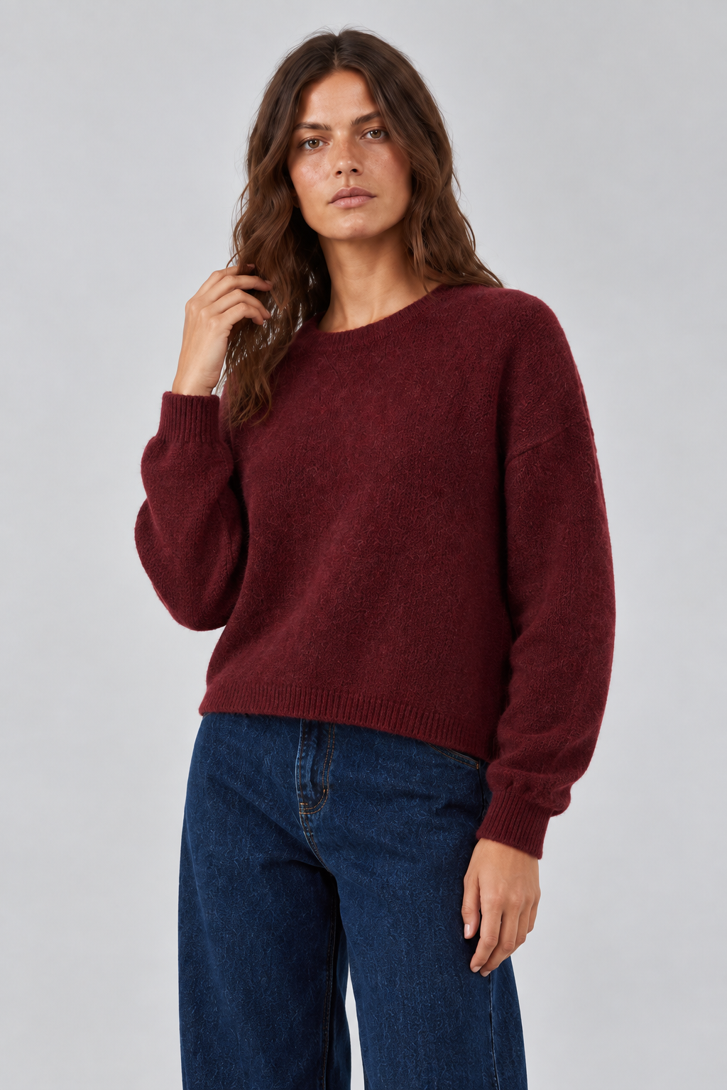 Pull doux col rond Tam - Burgundy