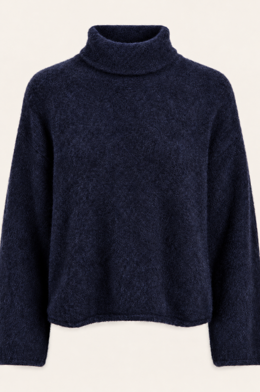 Pull en mohair col roulé Rolzen - Navy