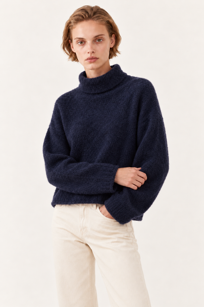 Pull en mohair col roulé Rolzen - Navy