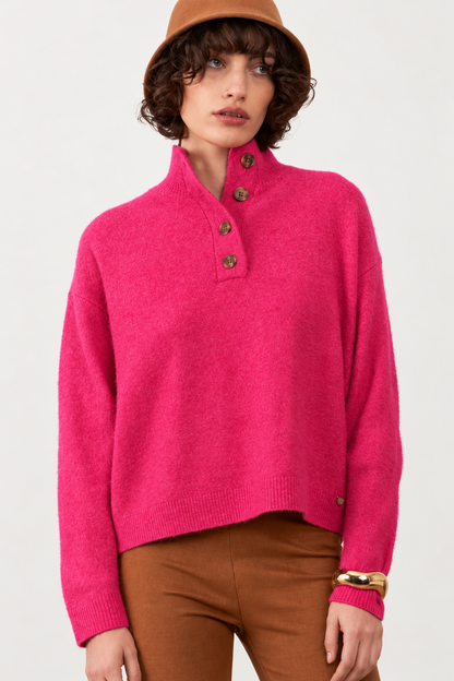 Pull col camionneur Nathanielle - Rose
