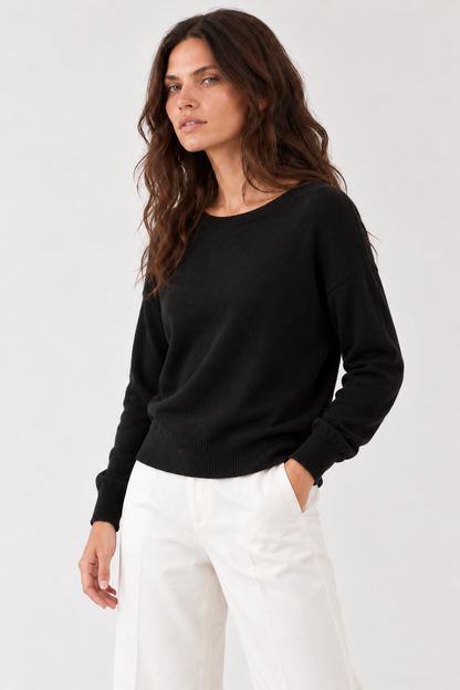 Pull col rond Aselya essentiel - Noir