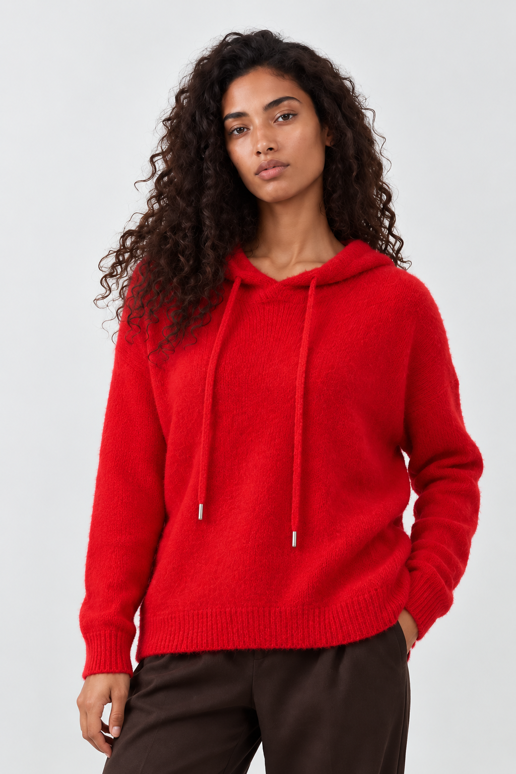 Pull racoon à capuche Bartola - Rouge Rubis