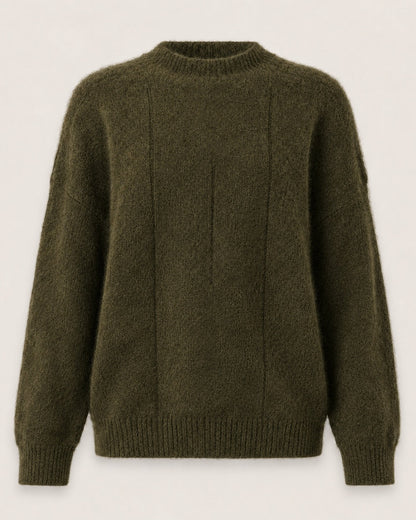 Pull duveteux mohair & laine Rania - Kaki