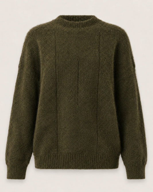 Pull duveteux mohair & laine Rania - Kaki