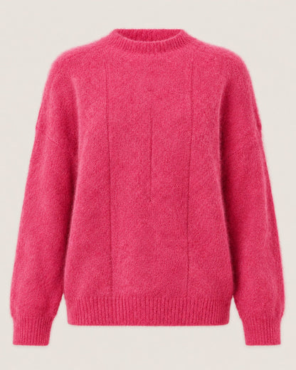 Pull duveteux mohair & laine Rania - Rose