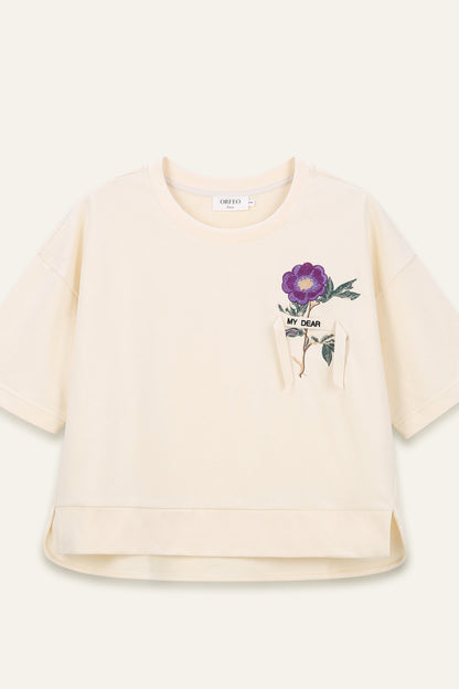 T-Shirt broderie florale Sohanne - Ivoire