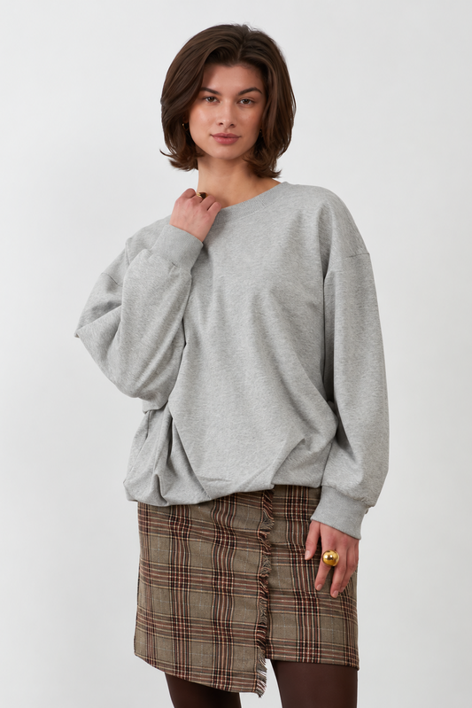 Sweatshirt à fronces et drapé Thelka - Gris Chiné