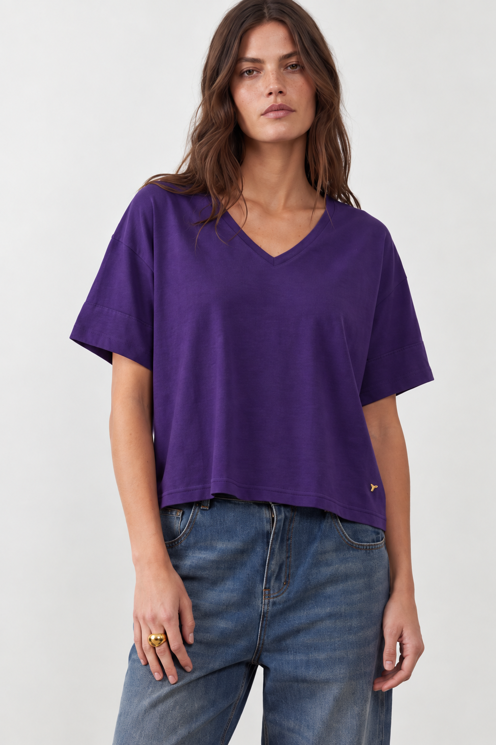 T-shirt col V Anya - Violet