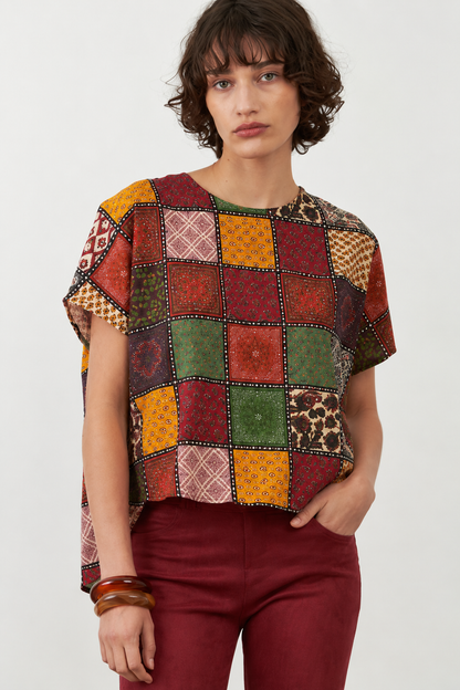 T-shirt col rond patchwork Betty - Eco nomade