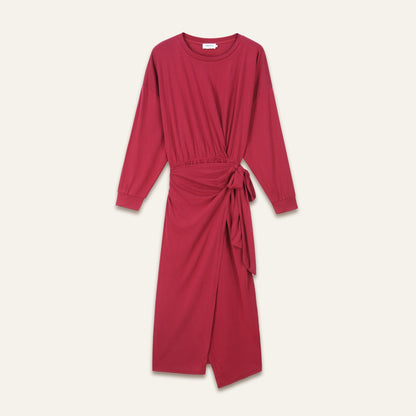 Robe drapée midi Tabitha - Bordeaux