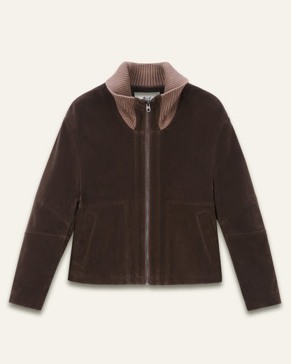 Veste zippée col montant Terry - Chocolat
