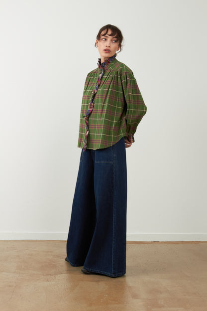 Blouse chemisier à volants Montana - Carreaux Verts