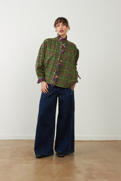 Blouse chemisier à volants Montana - Carreaux Verts