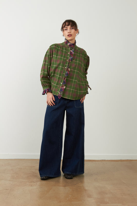 Blouse chemisier à volants Montana - Carreaux Verts