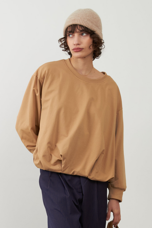 Sweatshirt à fronces et drapé Thelka - Beige