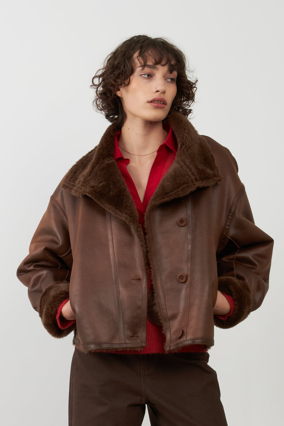 Veste col fausse fourrure Maegan - Camel