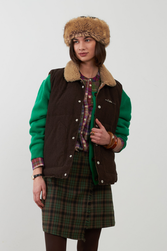 Veste sans manches col effet mouton Max - Choco