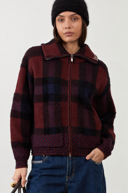 Veste gilet à carreaux Palomee - Navy