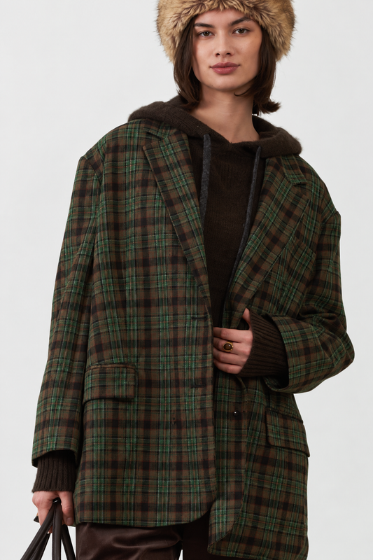Blazer oversize 2 boutons Rooster - Carreaux Choco