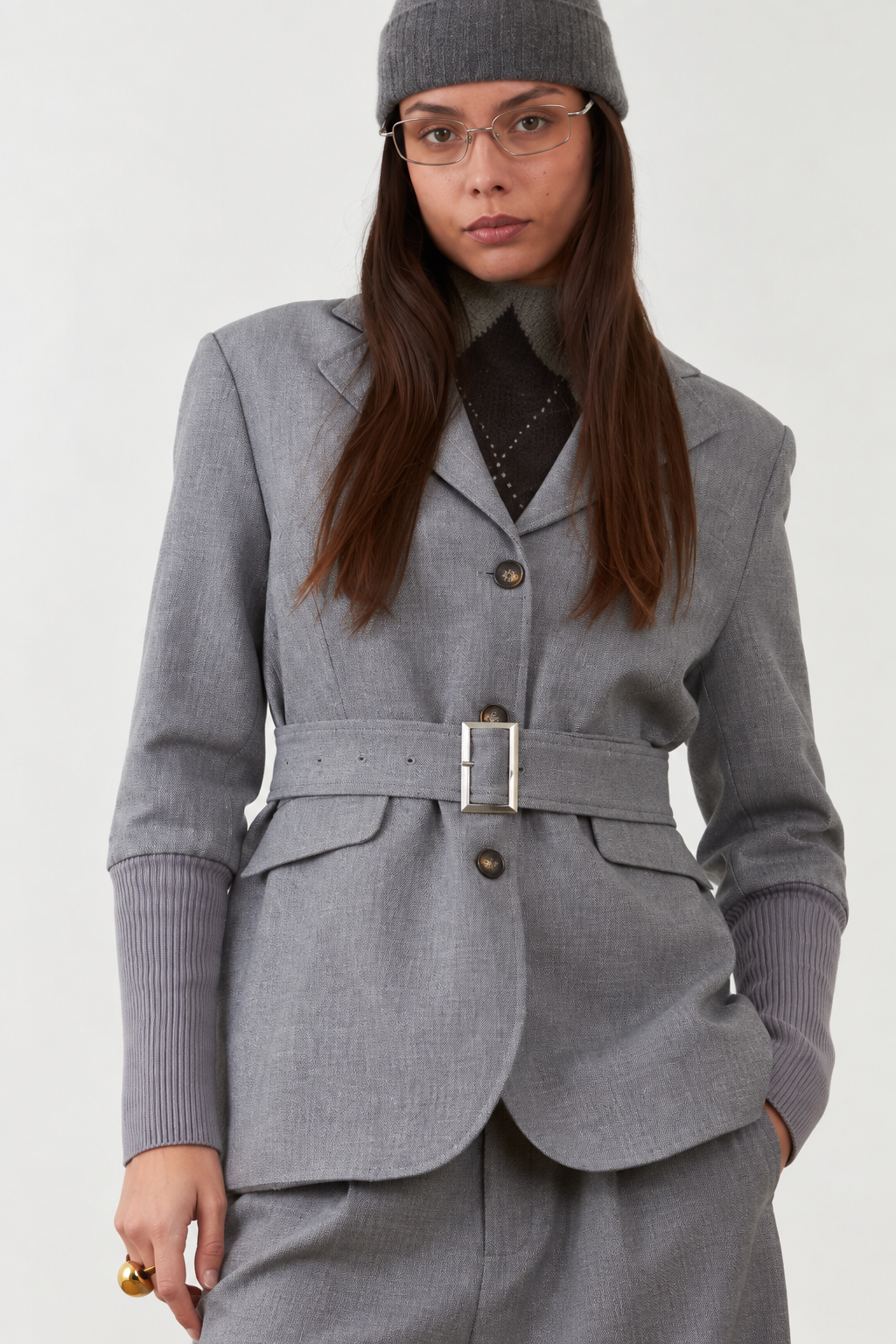 Veste blazer ceinturée Douglas - Gris