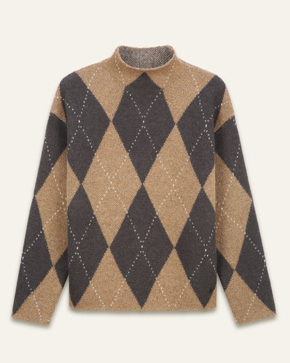 Pull argyle col montant Zéphirine - Losange Chocolat