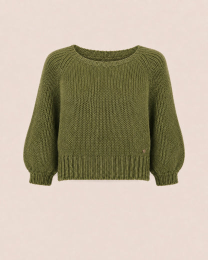 Pull maille manches ballon Aurore - Vert