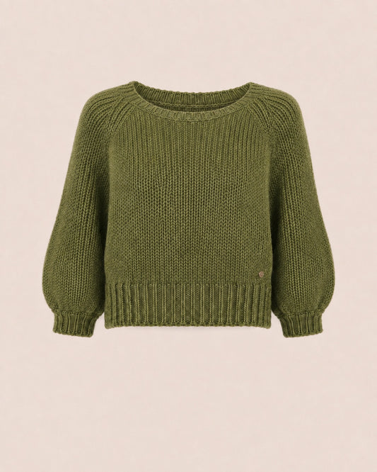 Pull maille manches ballon Aurore - Vert