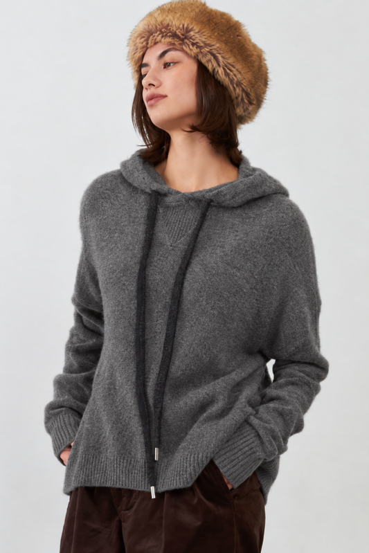 Pull racoon à capuche Bartola - Gris chiné