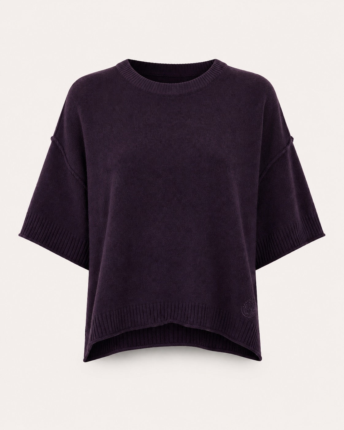 Pull col rond manches courtes Beata - Pourpre