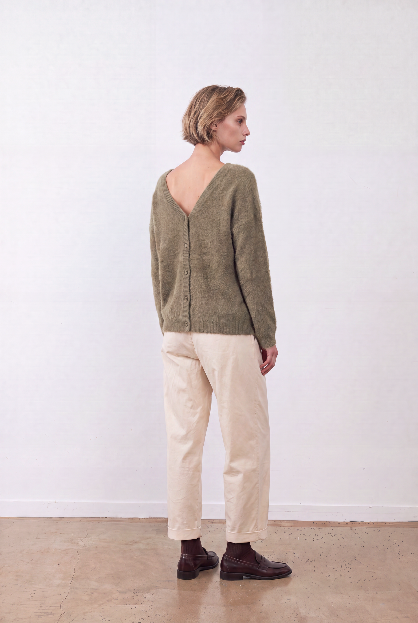 Gilet col V racoon & laine Betty gilet - Kaki