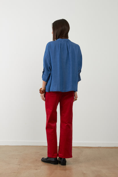 Blouse avec badge Love Simone - Bleu Chambray