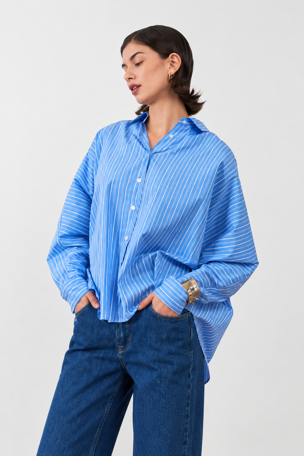 Chemise oversize Palma - Rayures ciel