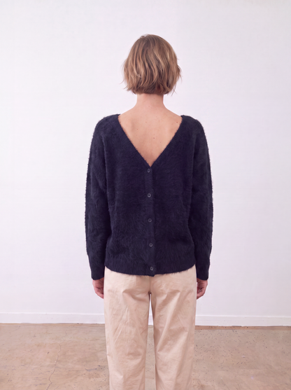 Gilet col V racoon & laine Betty gilet - Noir