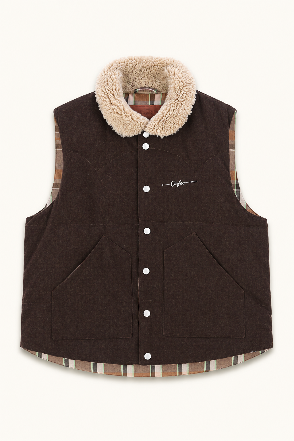 Veste sans manches col effet mouton Max - Choco