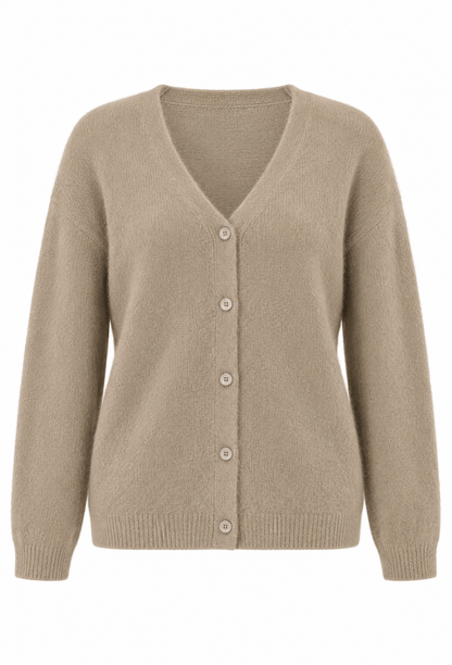Gilet col V racoon & laine Betty - Taupe
