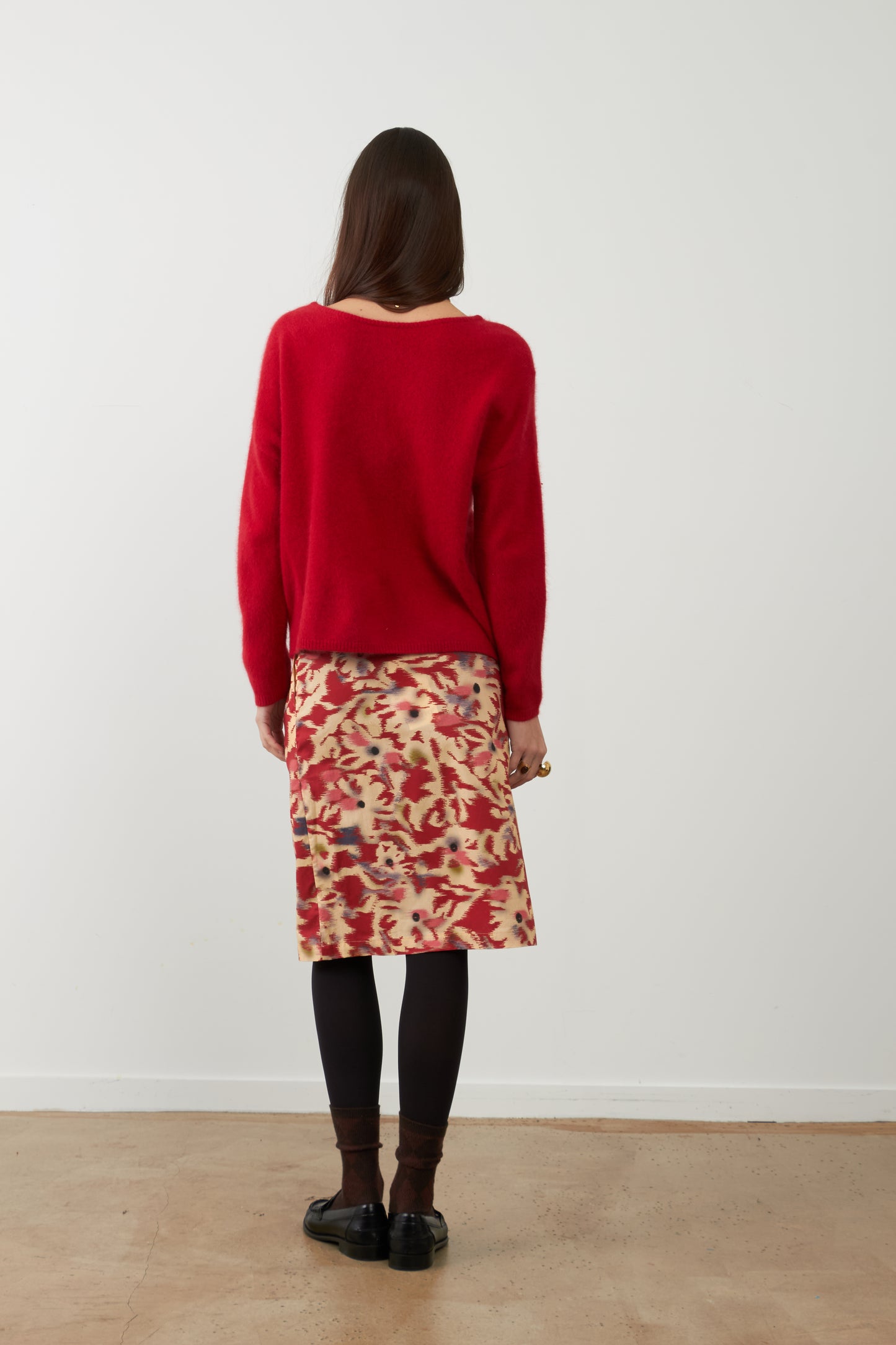 Gilet col V racoon & laine Betty - Rouge Rubis