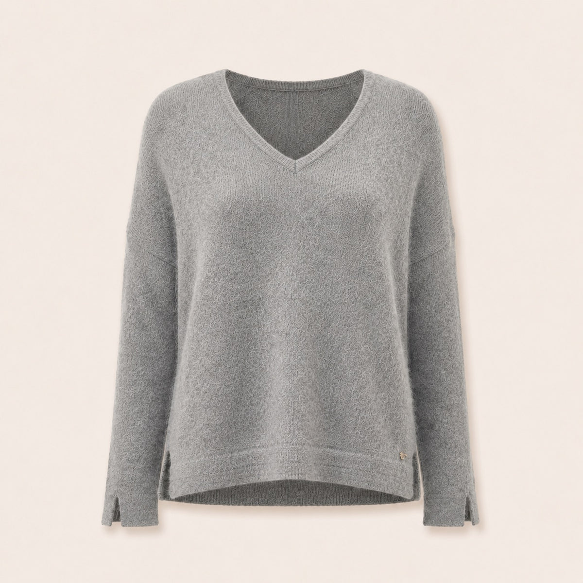 Pull en mohair col V Luzio - Gris Chiné