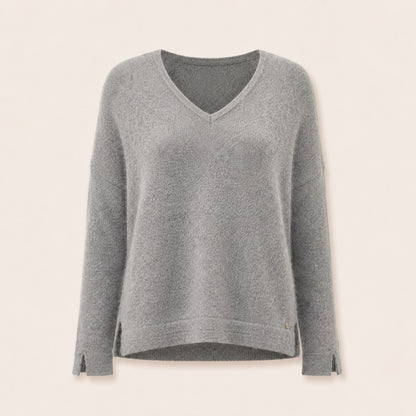 Pull en mohair col V Luzio - Gris Chiné