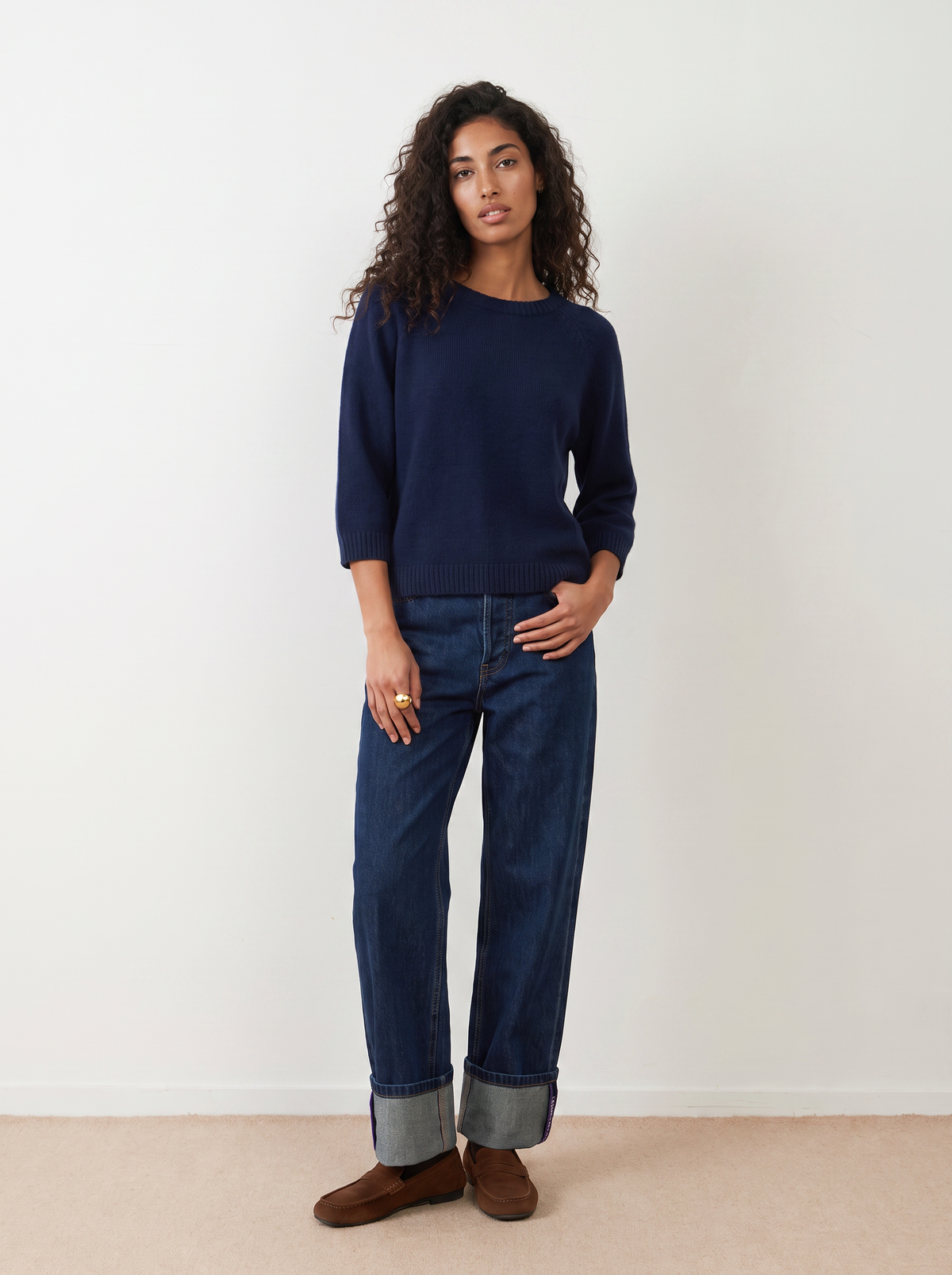 Pull en angora manches ballon Maeva - Navy