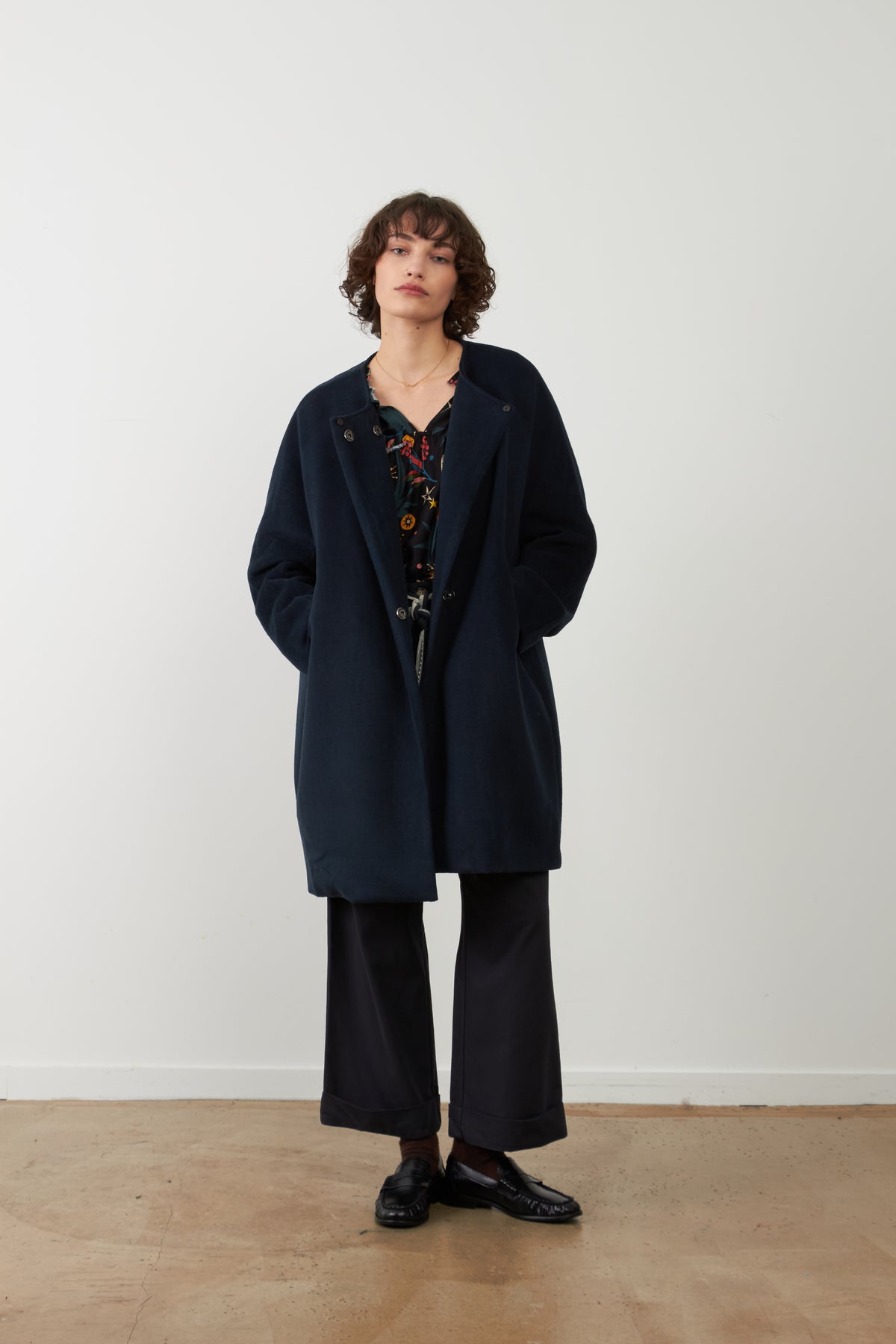 Manteau laine Emma - Pétrole