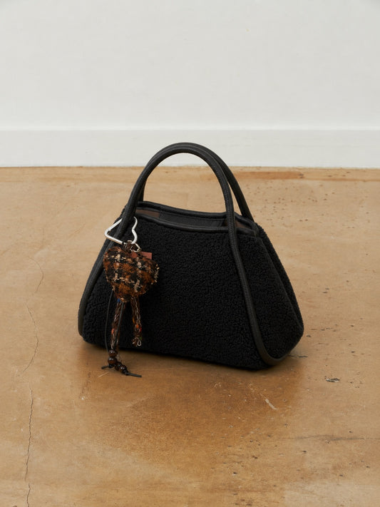 Sac à main trapèze en fausse fourrure Milo - Noir
