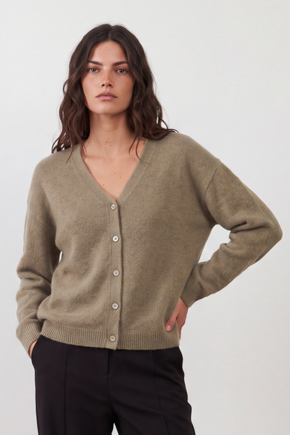 Gilet col V racoon & laine Betty - Kaki