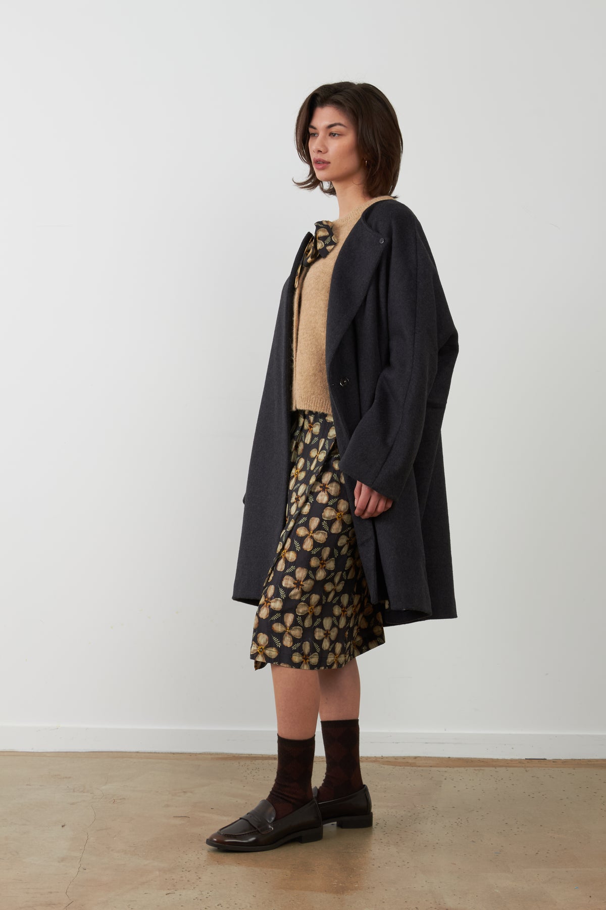 Manteau en laine Emma - Gris carbone